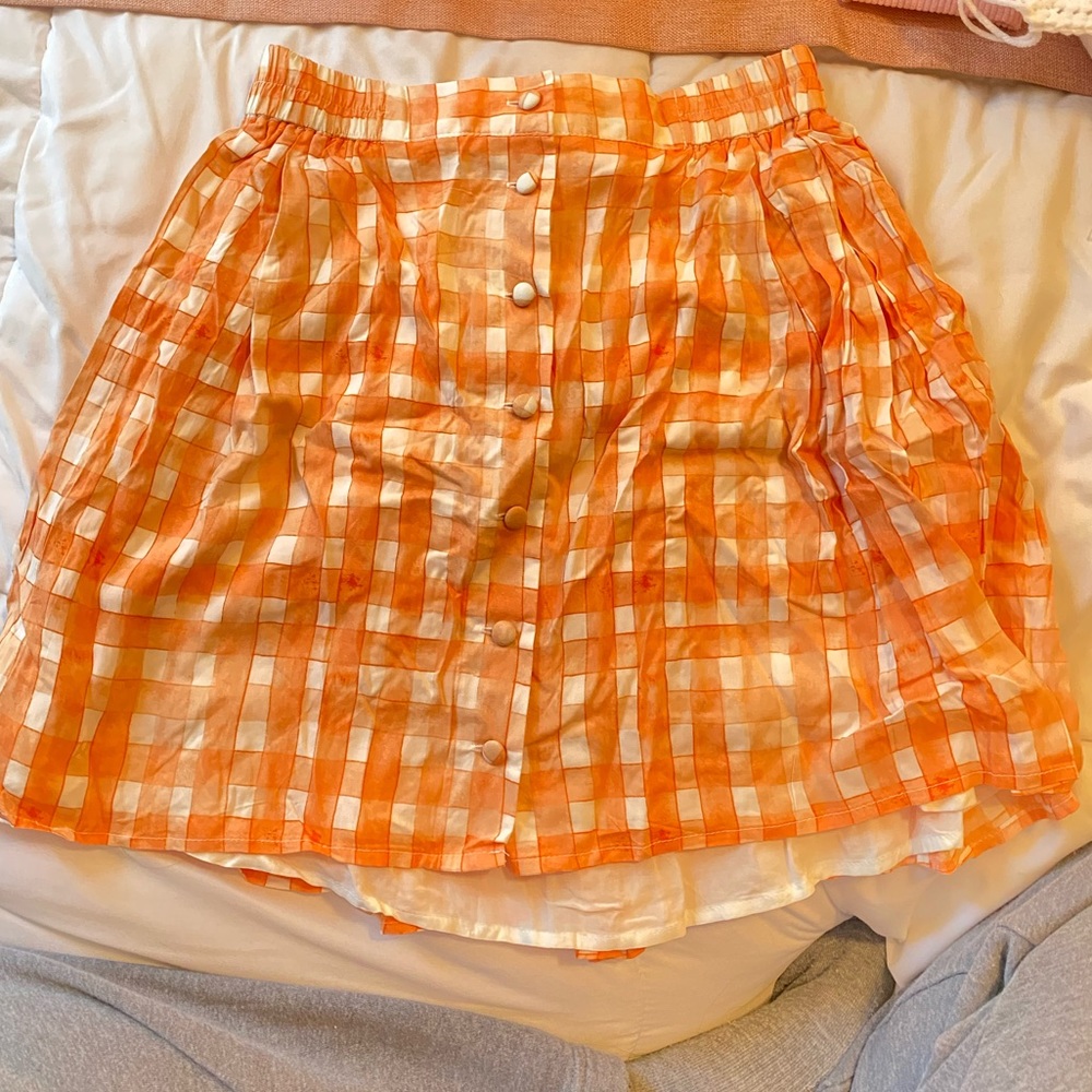 NWT Orange Gingham Skirt Urban Outfitters